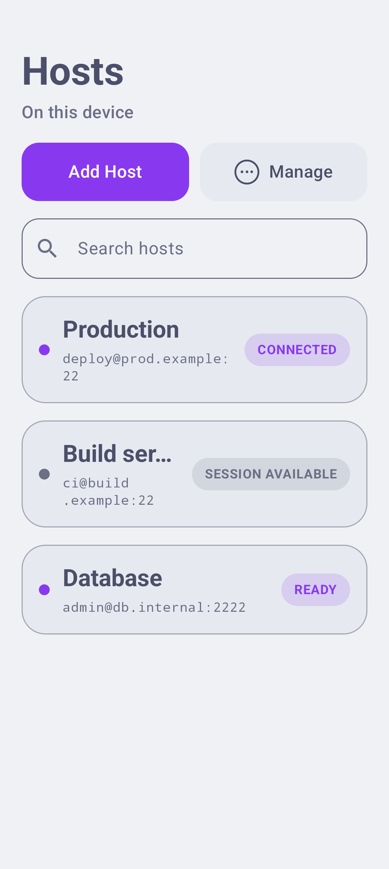 AFK Hosts screen on Android