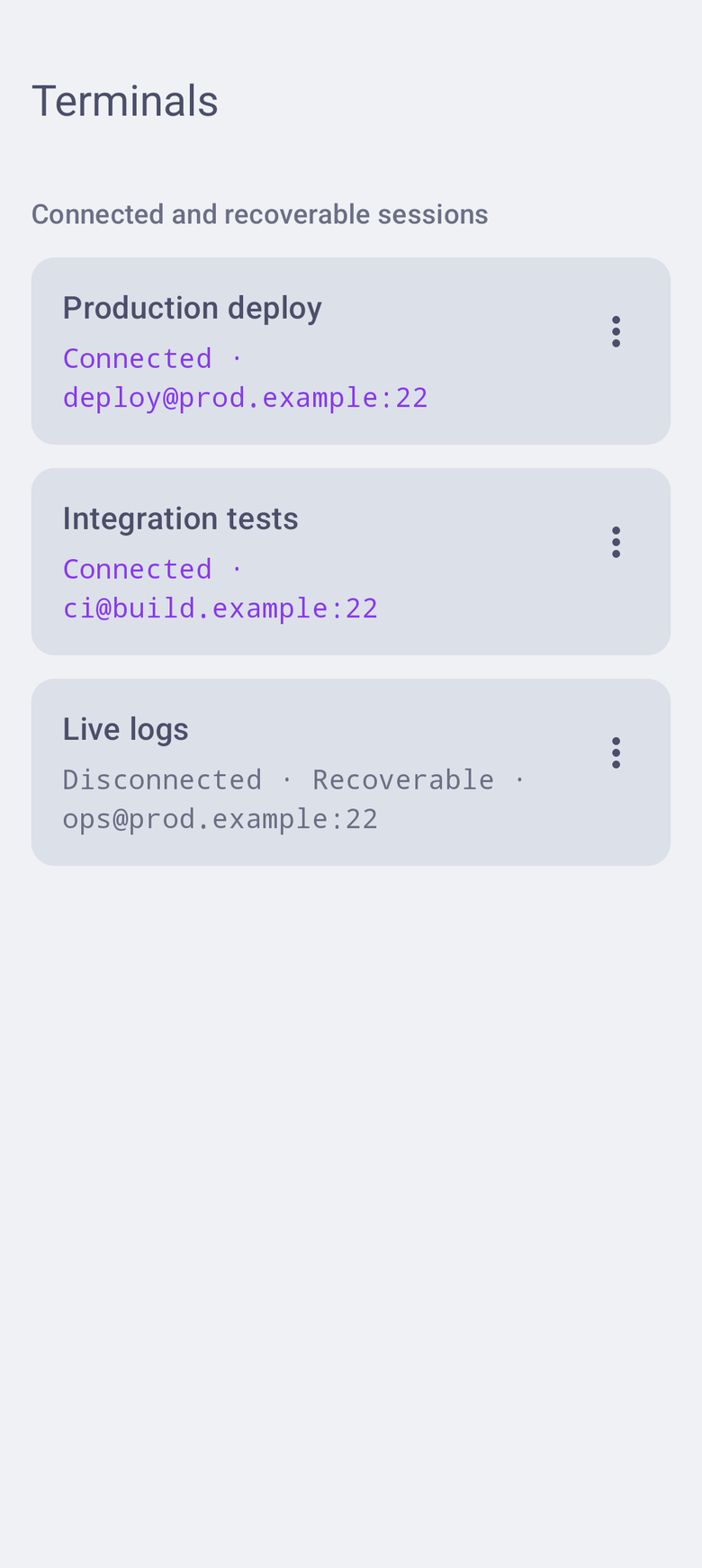 Connected terminal sessions in AFK for Android